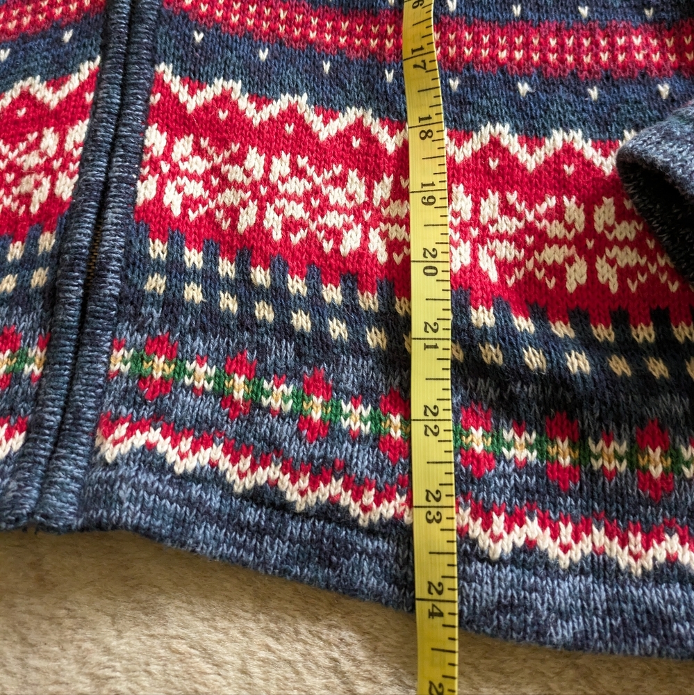 VTG Tiara Fair Isle Sweater Cardigan Petite M Red Blue Knit Grandmacore Grandpa - Picture 5 of 5